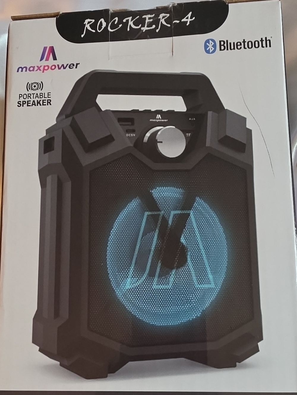 Maxpower Rocker-4 Portable Bluetooth Speaker - Black with Blue Light